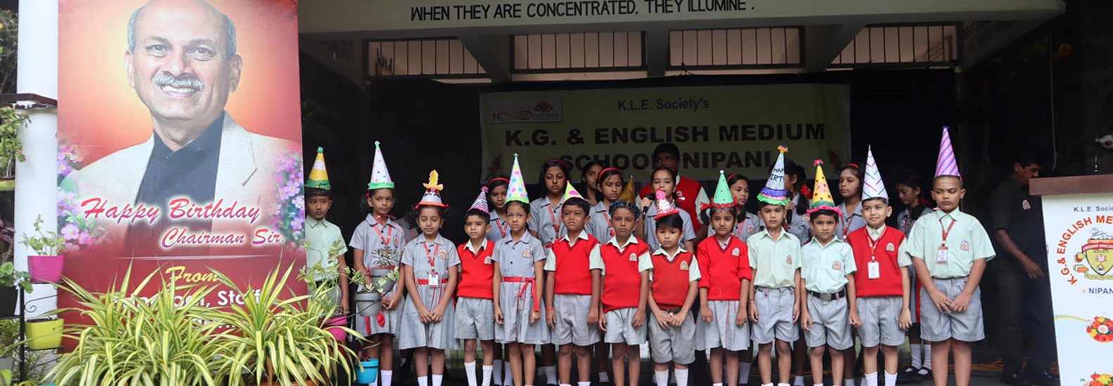 Celebrating Dr. Prabhakar Kore's birthday at KLE School State Nipani